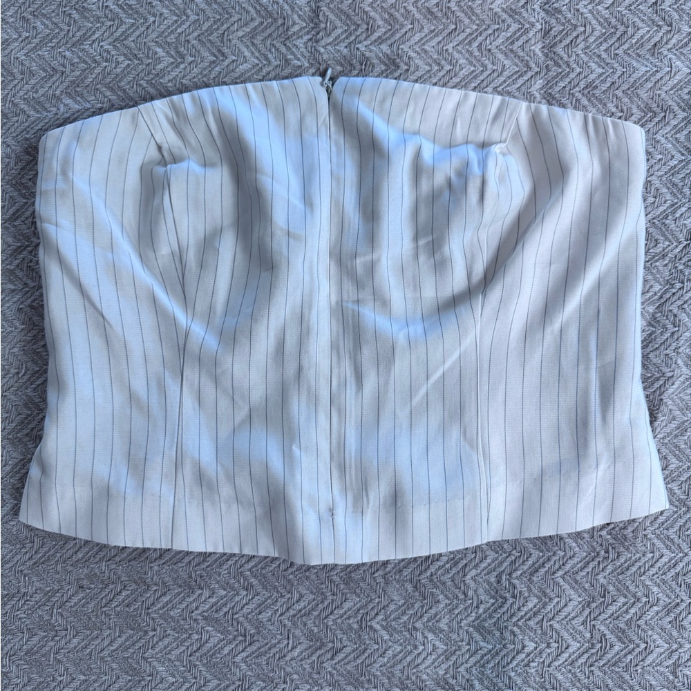 Mango Cream Pinstripe Strapless Top